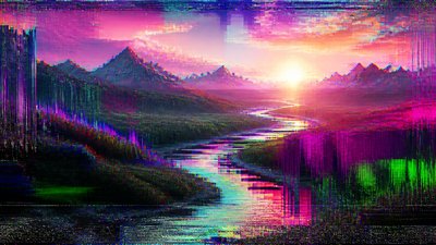 Digital Glitch Abstract Art Style desktop wallpaper example