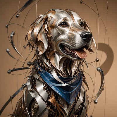 Kinetic Sculpture Art Style pet portrait example