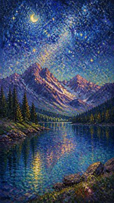 Impressionist Landscape Art Style phone wallpaper example