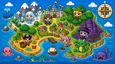 Chibi Anime Art Style fantasy map example