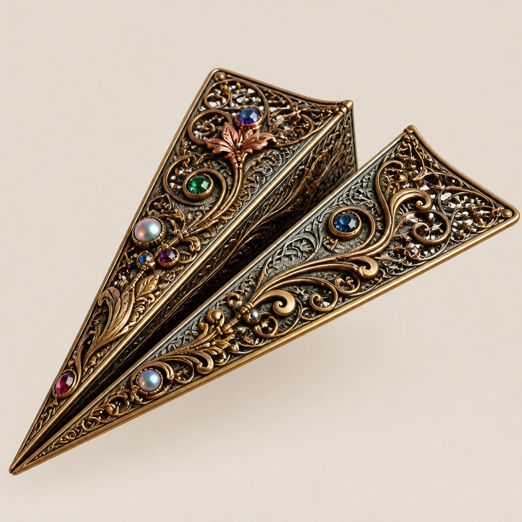 a paper plane, clean minimal composition on a plain background, no text — Vintage Jewelry Design icon