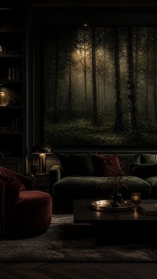 Dark Moody Interior Design wall art print example