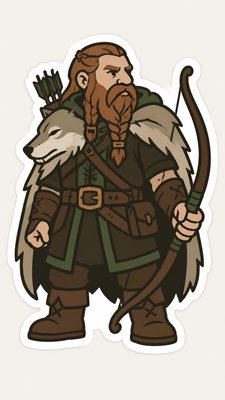 Minimalist Sticker Design tabletop character portrait example