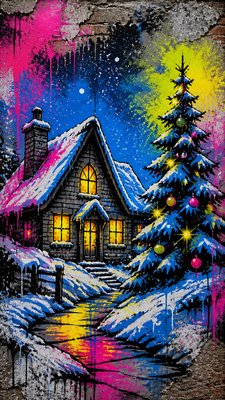 Street Art Style Christmas card example