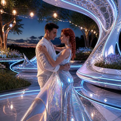 Futuristic Architecture Art couple portrait example
