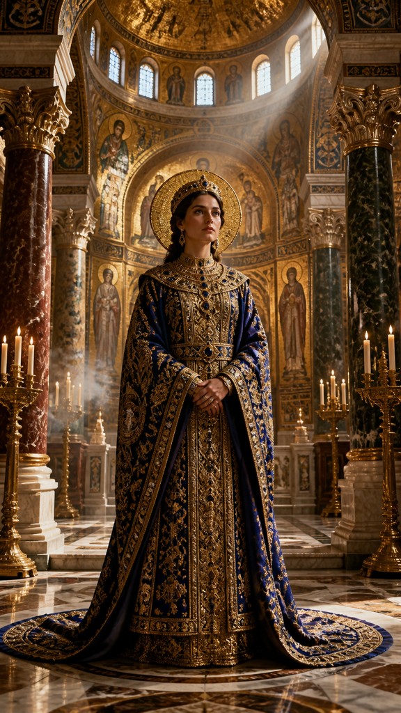 full-length portrait of an elegant figure — Byzantine Architecture