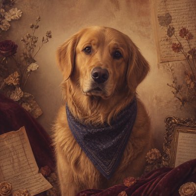 Romantic Academia Aesthetic pet portrait example