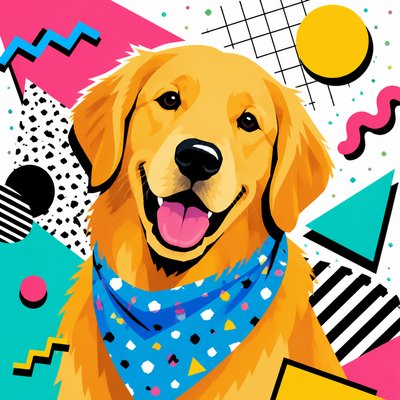 Memphis Design pet portrait example