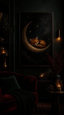 Dark Moody Interior Design baby announcement example