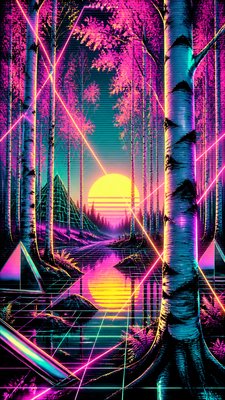 80s Retro Aesthetic wall art print example