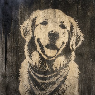 Reverse Graffiti Street Art Style pet portrait example