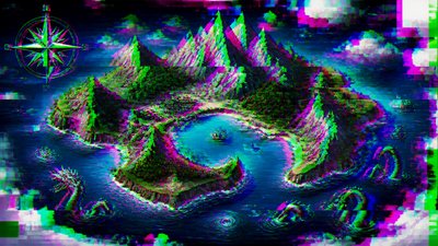 Digital Glitch Modern Art Style fantasy map example