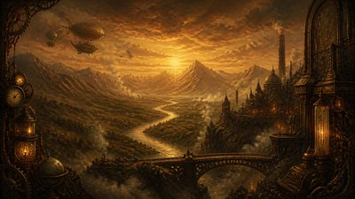 Steampunk Fantasy Art desktop wallpaper example