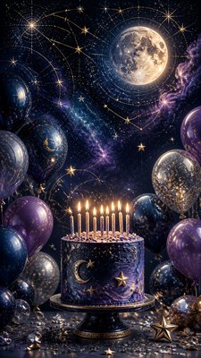 Celestial Aesthetic birthday card example