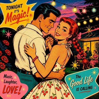 Retro Pop Art Style couple portrait example