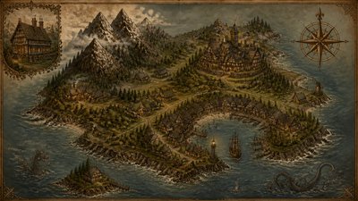 Tudor Architecture Style fantasy map example