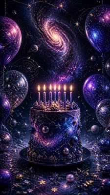 Spacecore Aesthetic birthday card example