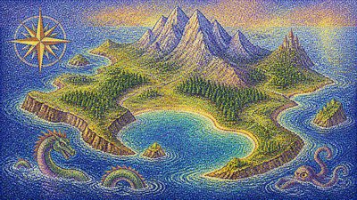 Pointillist Impressionism Art Style fantasy map example