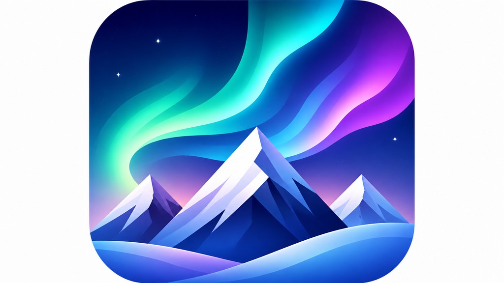 a flowing aurora over snowy peaks, wide sweeping composition, no people, no text — Gradient Icon Design banner