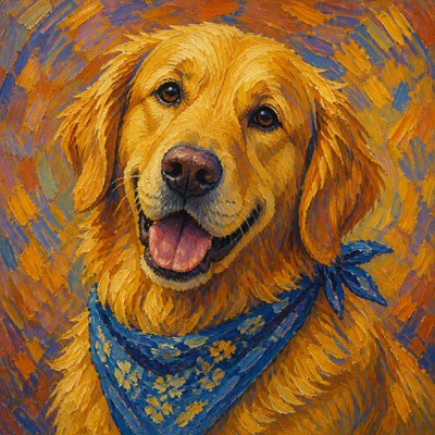 Post-Impressionism Art Style pet portrait example