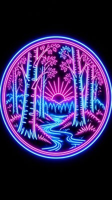 Neon Icon Design wall art print example