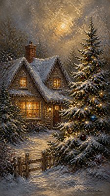 Oil Painting Art Style Christmas card example
