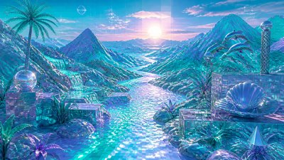 Seapunk Aesthetic desktop wallpaper example