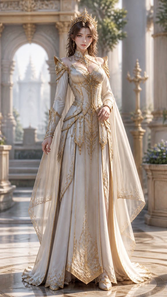 full-length portrait of an elegant figure — 3D Rendered Digital Art Style