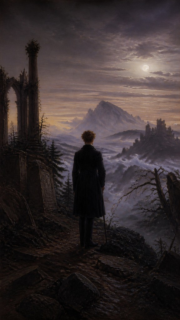 full-length portrait of an elegant figure — Dresden Romantic Art Style