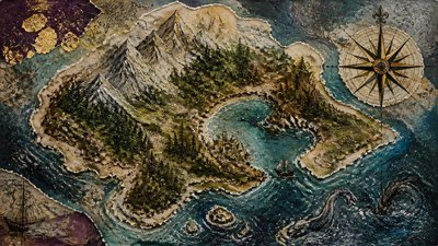 Mixed Media Portrait Style fantasy map example