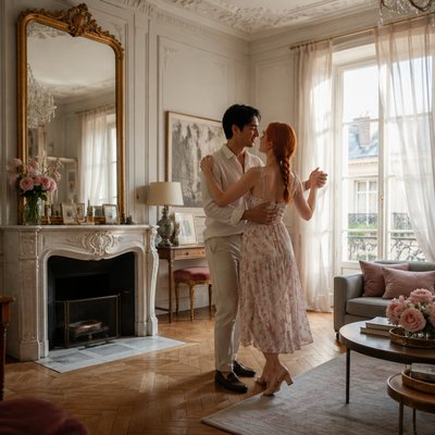 Parisian Apartment Interior Design couple portrait example