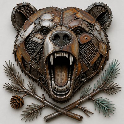 Metal Assemblage Sculpture Art Style t-shirt design example