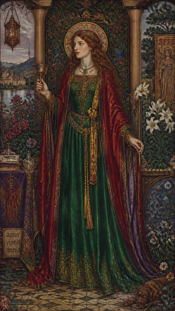 full-length portrait of an elegant figure — Pre-Raphaelite Art Style