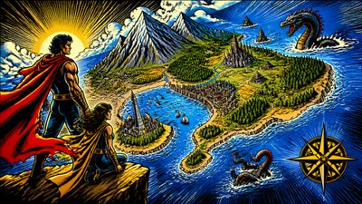 Superhero Comic Art fantasy map example
