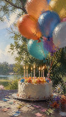 Plein Air Realism Art Style birthday card example