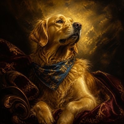 Baroque Art Style pet portrait example