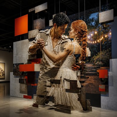 Installation Modern Art Style couple portrait example