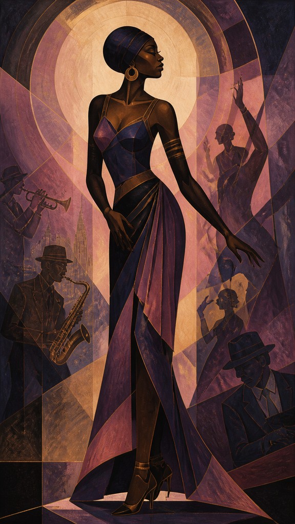 full-length portrait of an elegant figure — Harlem Renaissance Art Style