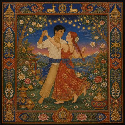 Tibetan Religious Art couple portrait example