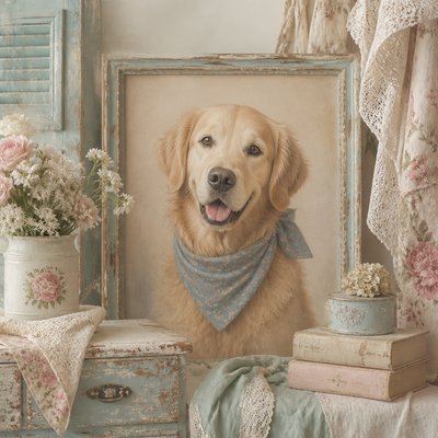 Shabby Chic Interior Design pet portrait example