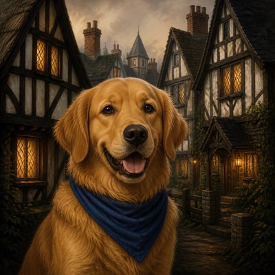 Tudor Architecture Style pet portrait example