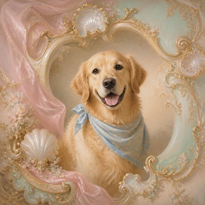 Rococo Art Style pet portrait example