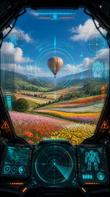Mecha Pilot Interface View greeting card example