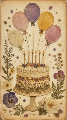 Pressed Flowers birthday card example