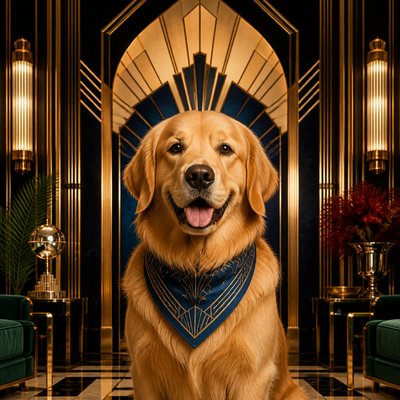 Art Deco Interior Design pet portrait example