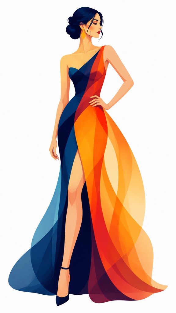 full-length portrait of an elegant figure — Vector Digital Art Style