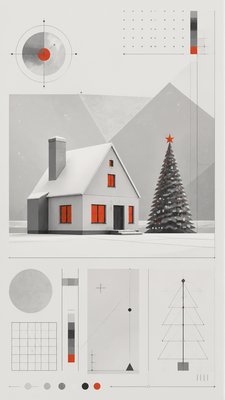 Conceptual Modern Art Style Christmas card example