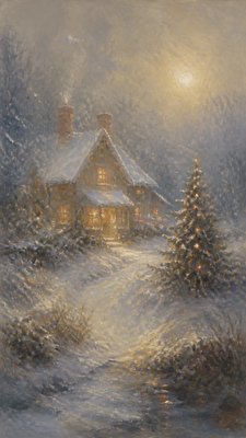 Atmospheric Impressionism Art Style Christmas card example