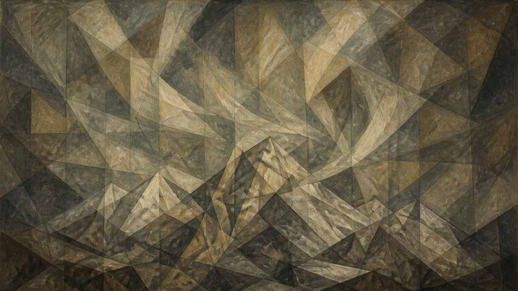 a flowing aurora over snowy peaks, wide sweeping composition, no people, no text — Analytical Cubism Art Style banner