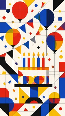 Bauhaus Geometric Art birthday card example